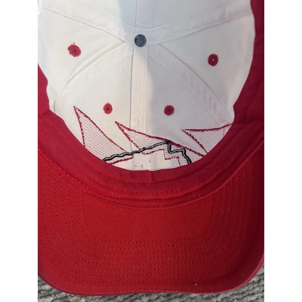 Vintage Kansas City Chiefs Shark Tooth NFL Strapback Hat Red White Graphic Cap